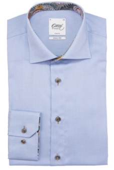Oscar of Sweden Light Blue Slim Fit Shirt With Contrast Detaljs